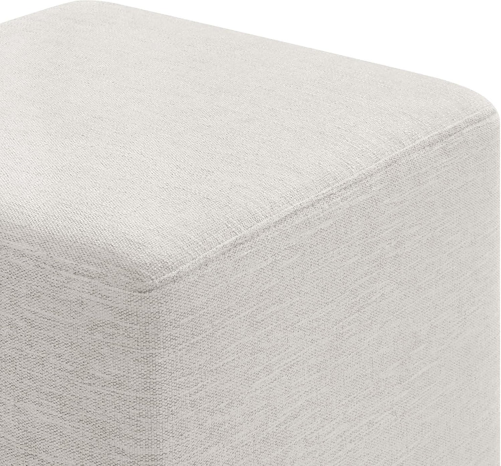 Callum 17 Inch Ivory Square Hand crafted Textured Woven Ottoman