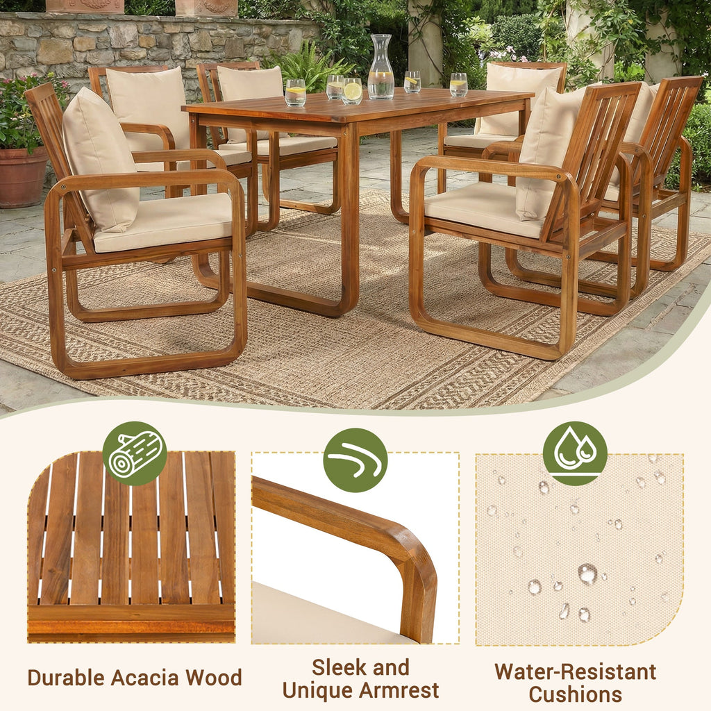 7 Pieces Patio Dining Set Outdoor Dining Table and Chairs