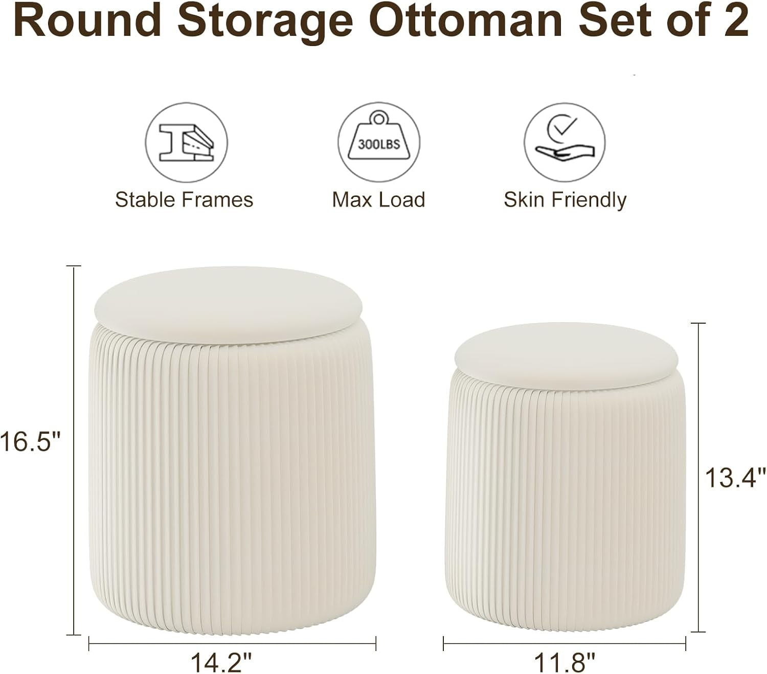 White Velvet Upholstered Storage Ottoman Vanity Set