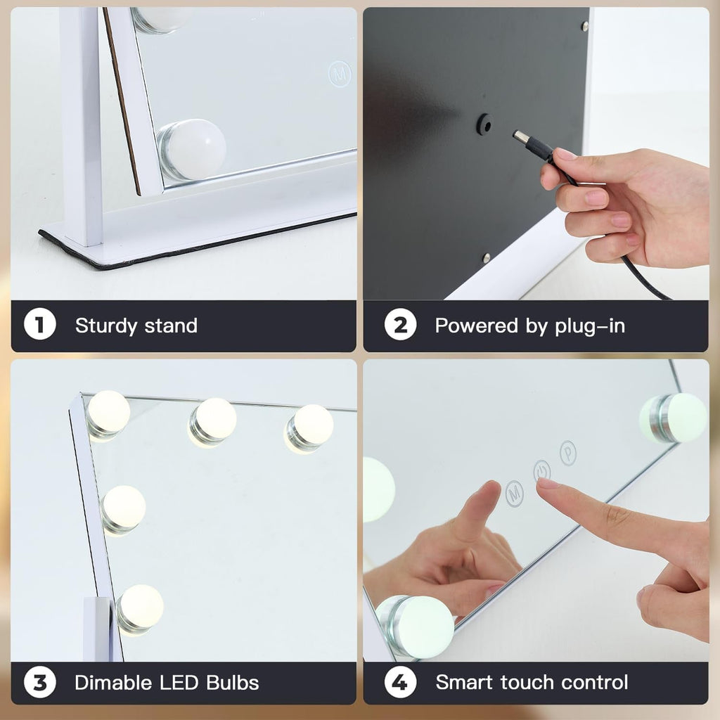 13 By 11 Lighted Makeup Vanity Mirror 12 Dimmable Bulbs