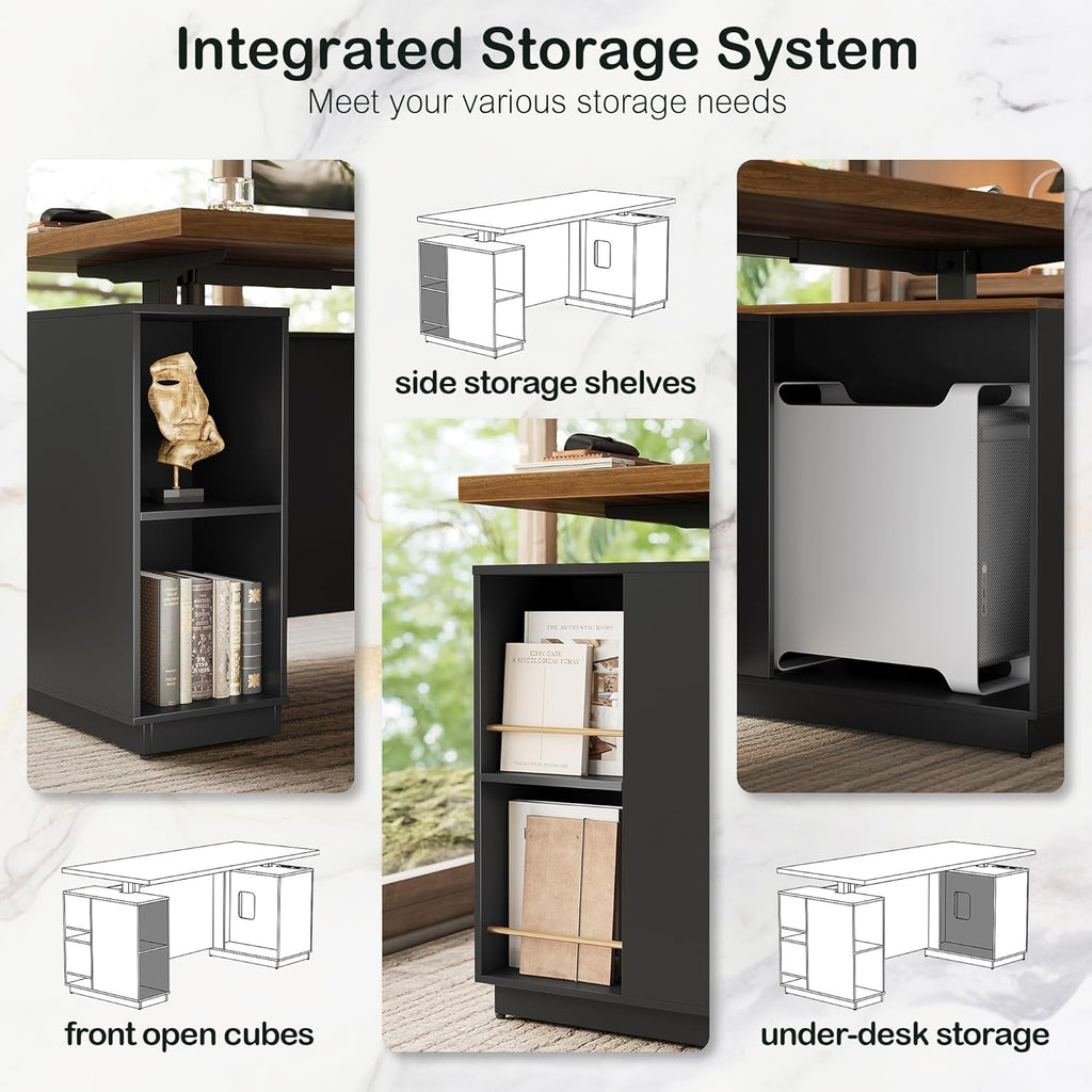 71 Inches Electric Standing Desk Lockable Cabinets