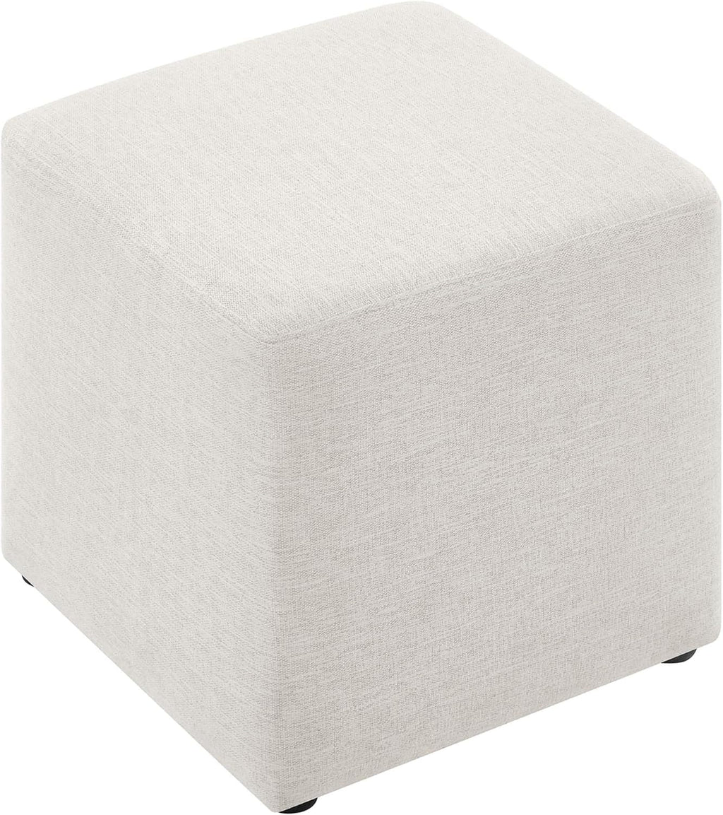 Callum 17 Inch Ivory Square Hand crafted Textured Woven Ottoman