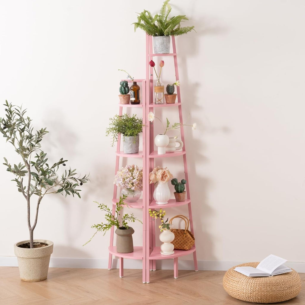 Wood And Metal 4 Tier Corner Shelf For Living Room