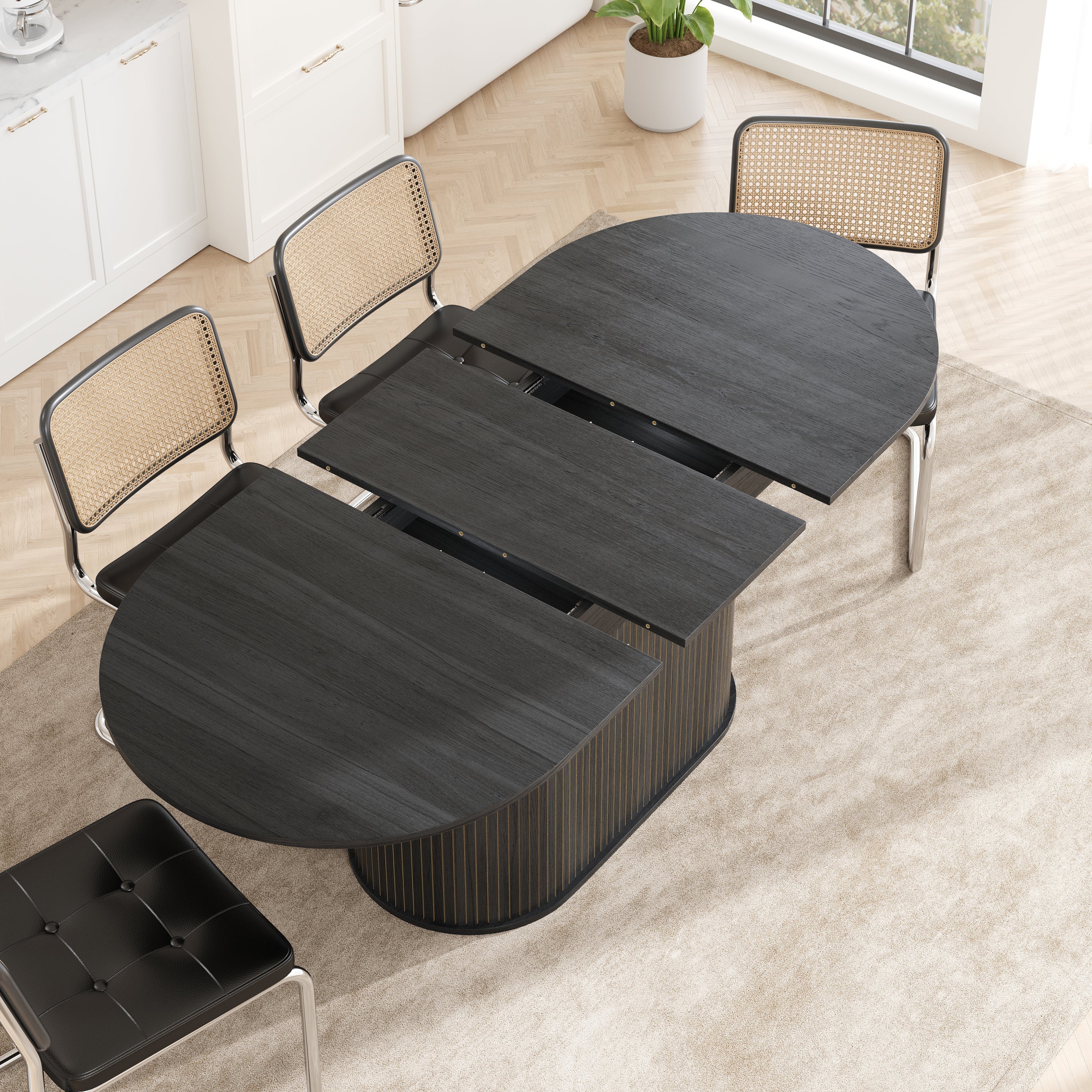 55.11'-70.86' Extendable Dining Table with Striped Legs
