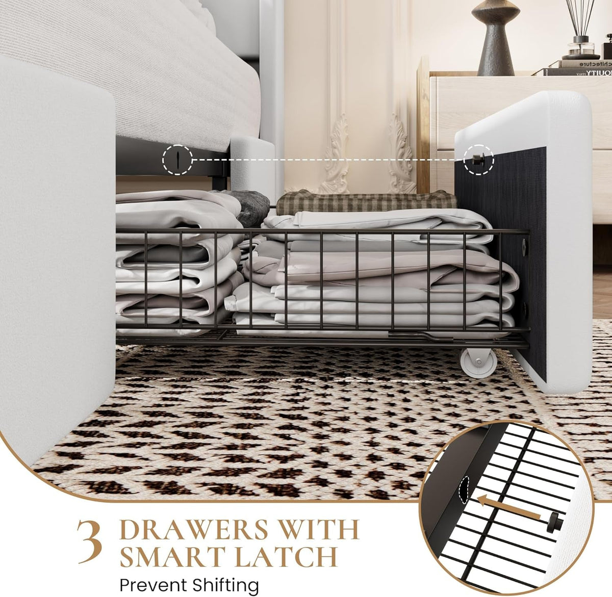 White Velvet Upholstered Bed Frame With USB Type C Ports