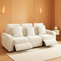 White Corduroy 3 Seater Power Recliner Sofa Side Pockets
