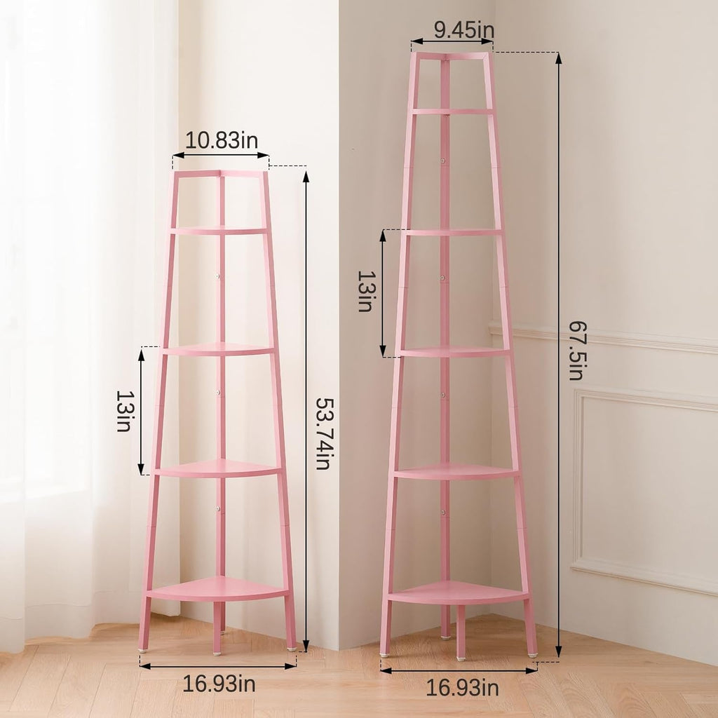 Wood And Metal 4 Tier Corner Shelf For Living Room