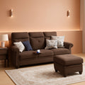 110 Inch Convertible Sectional Sofa With Storage Microfiber L Shaped Couch Ottoman Cup Holders