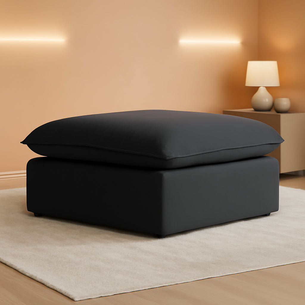 Black Storage Ottoman With Removable Cushion Covers