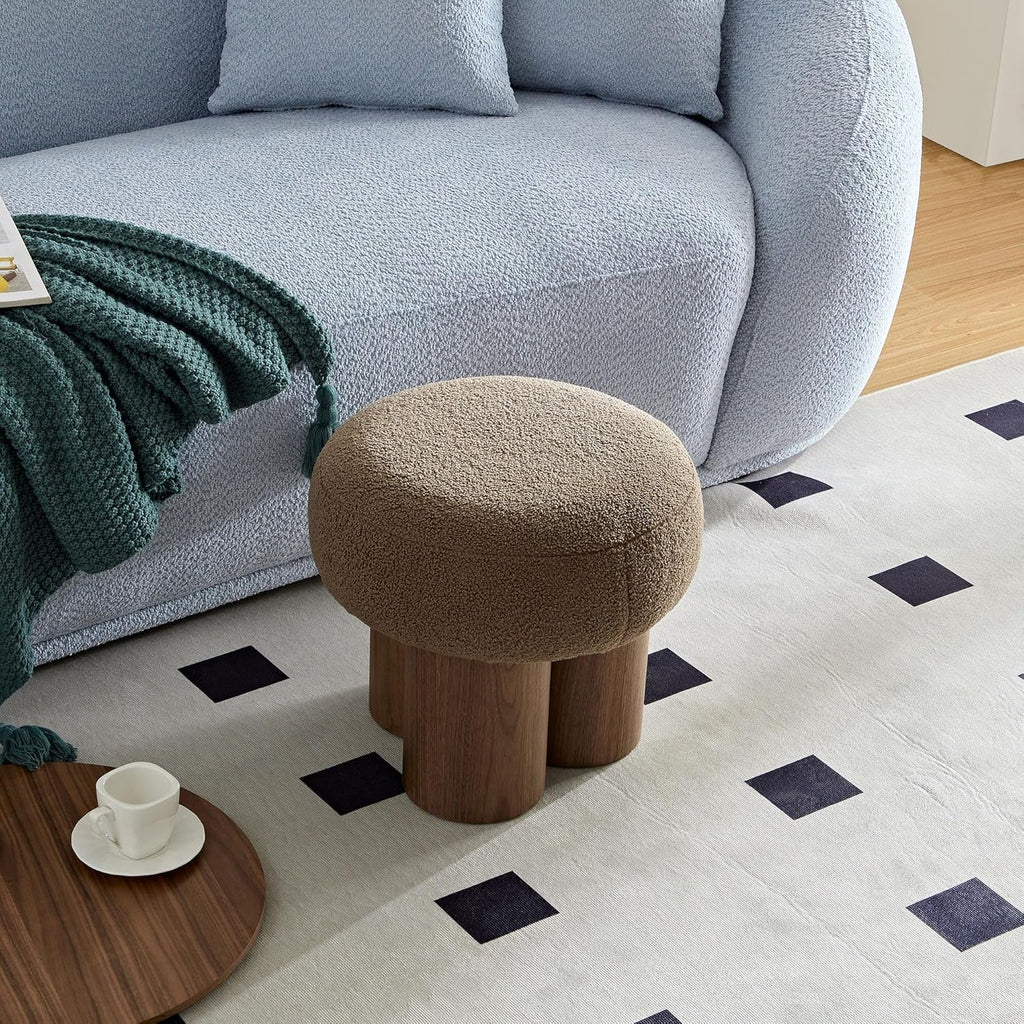 Brown Mushroom Stool Ottoman Footrest 16.54 Inches
