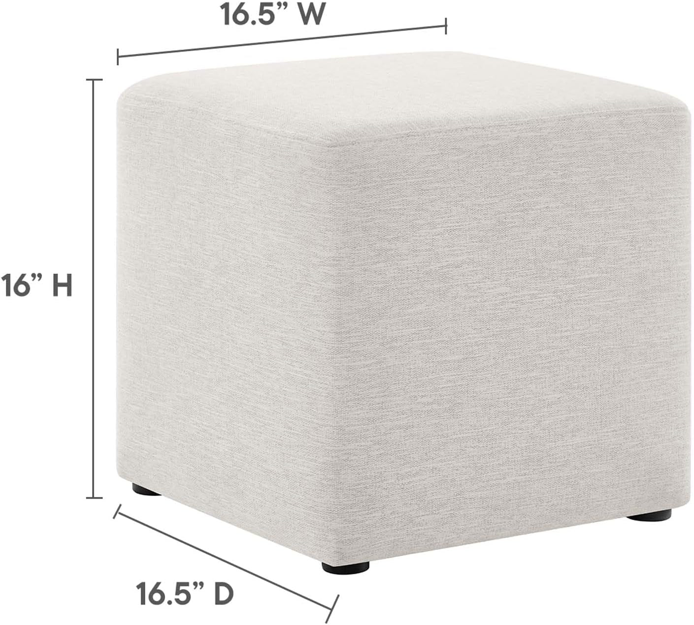Callum 17 Inch Ivory Square Hand crafted Textured Woven Ottoman