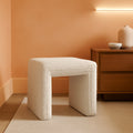 Cream Soft Boucle Upholstered Ottoman Footrest 18 Inches