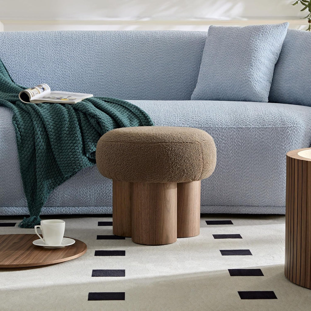 Brown Mushroom Stool Ottoman Footrest 16.54 Inches