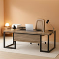 Extra Large L Shaped Executive Desk Retro Gray Drawer Cabinet