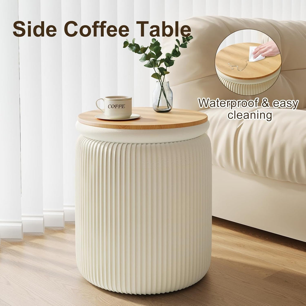 White Velvet Upholstered Storage Ottoman Vanity Set
