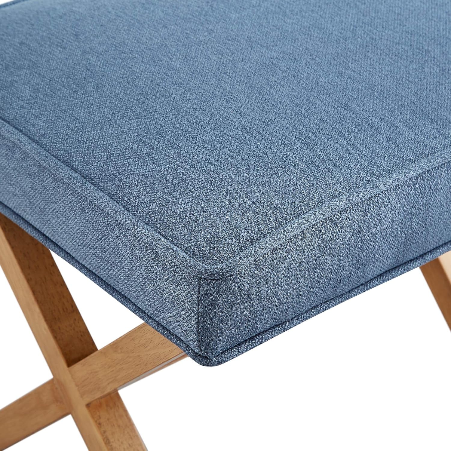 Indigo Blue Upholstered Ottoman Foot Stool 20Wx18Dx18H