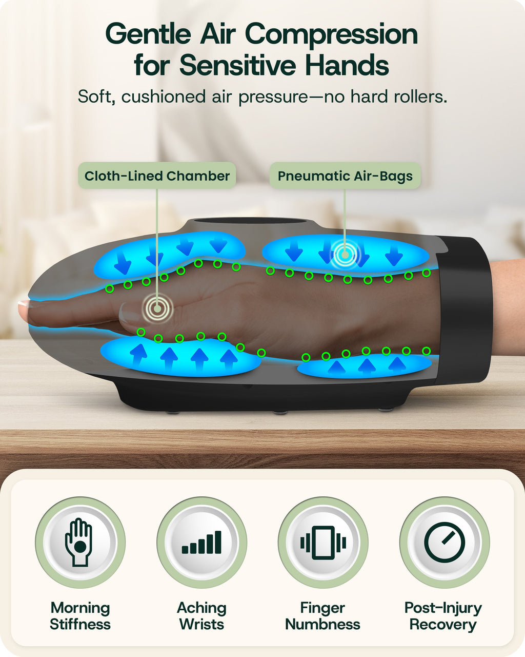 Lunix LX37 Hand Massager, Touchscreen Red Light Therapy for Hands, Charcoal Black