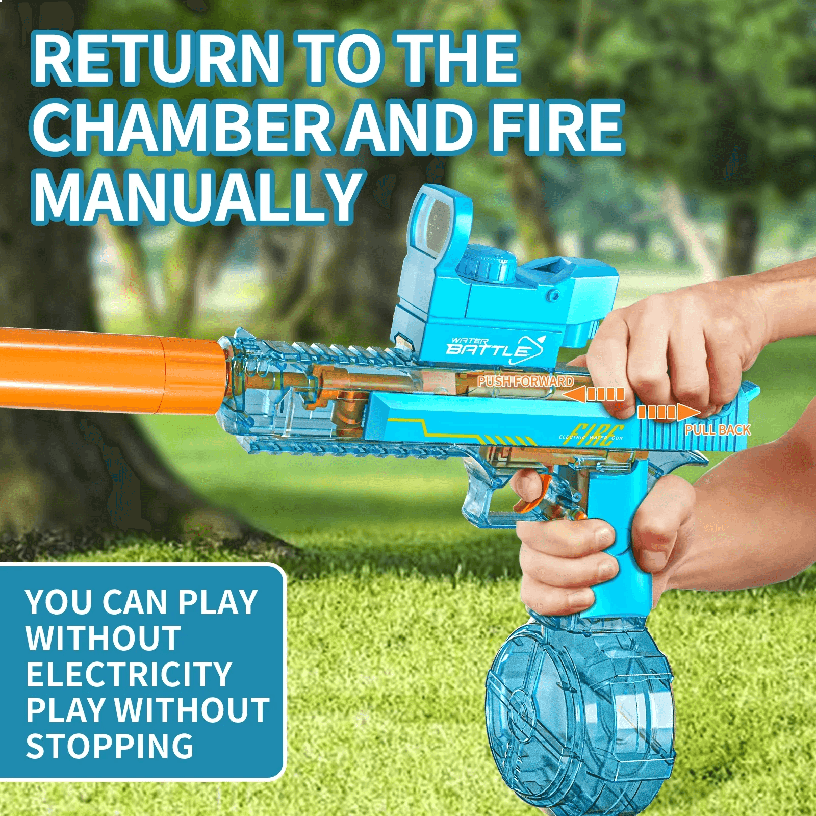 Desert Eagle Electric Water Gun with Silencer and Light High Speed, Long Range Squirt Gun for Kids & Adults