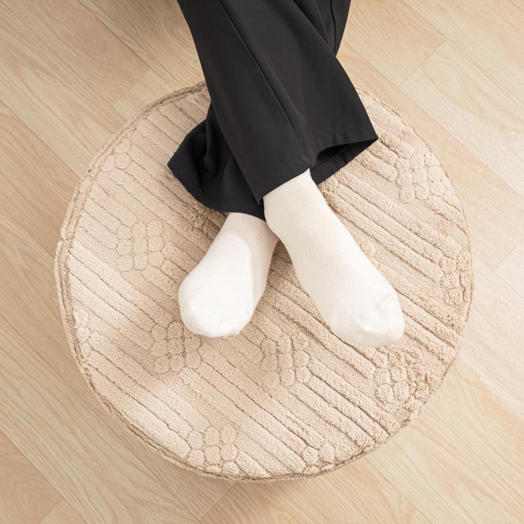 Ultra Plush Floor Pouf Ottoman Foot Rest Light Coffee