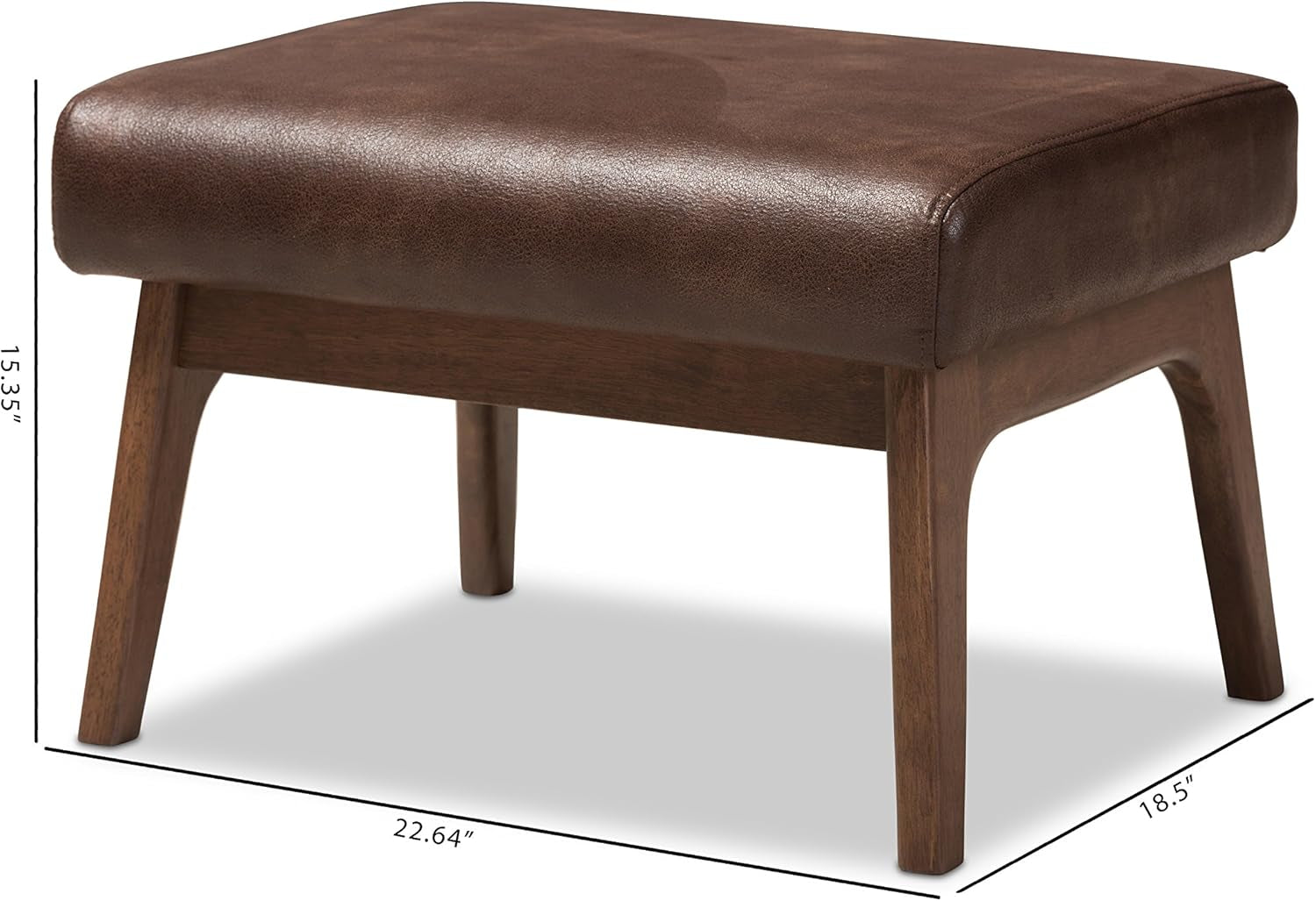 Dark Walnut Ottoman Distressed Faux Leather Upholstery