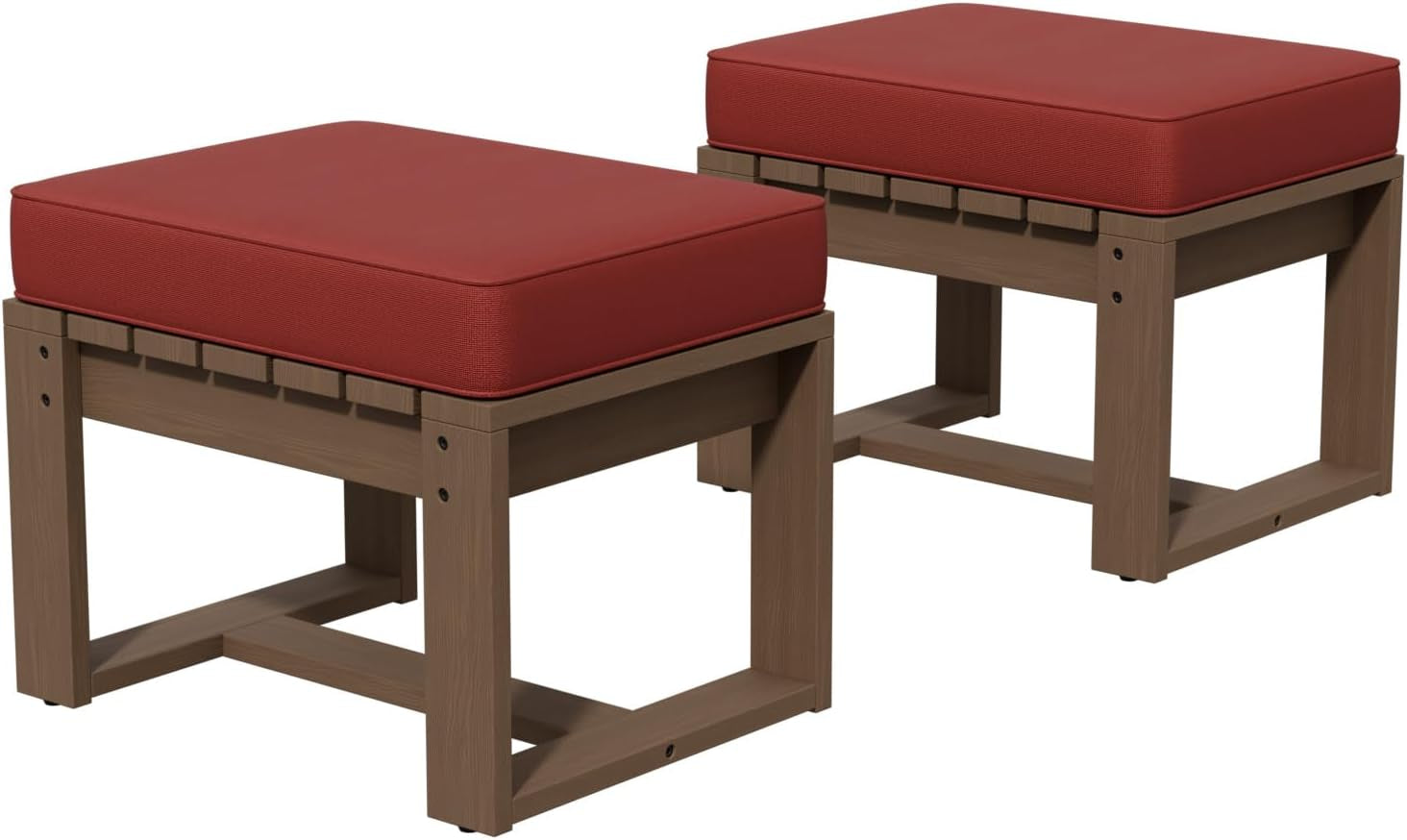 Natural Cedar Outdoor Ottomans With Removable Cushions