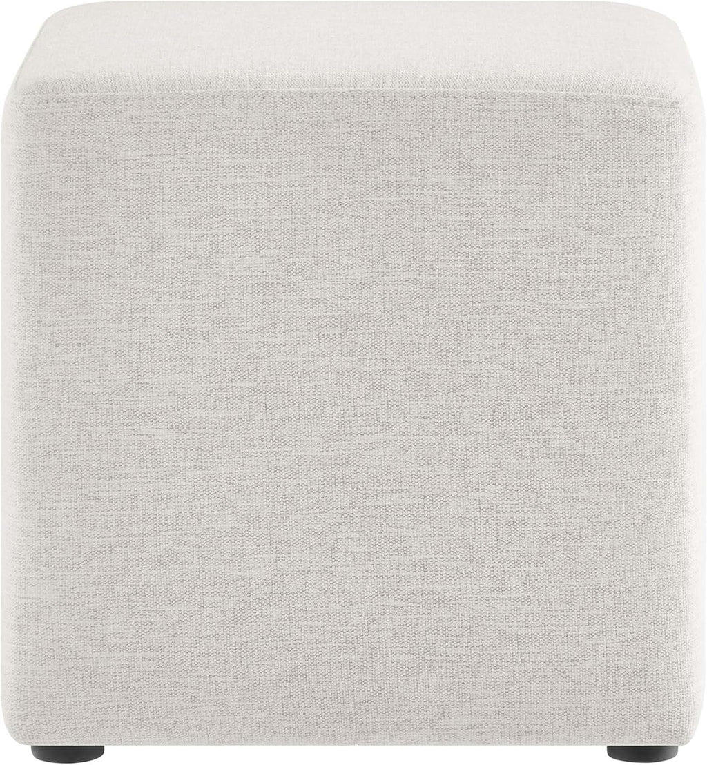 Callum 17 Inch Ivory Square Hand crafted Textured Woven Ottoman