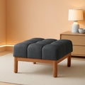 Modern Gray Fabric Ottoman With Walnut Finish WoodFrame