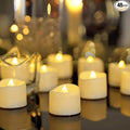 Homemory 48-Pack Novelty Flickering Flameless Tea Lights Candles, 200+Hours Battery-Operated LED Fake Candles for Wedding Table Centerpieces,Proposal,Anniversary, Ivory Base, Ø1.5'' × H1.3''