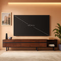 100 Inch TV Stand With Storage Walnut Wood Grain Finish