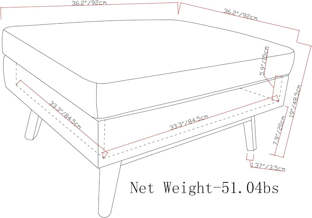 Owen 36Inches Wide Mid Century Storage Coffee Table