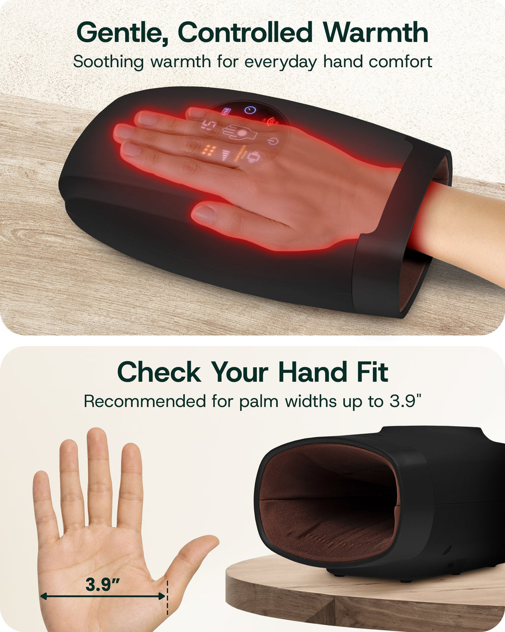 Lunix LX37 Hand Massager, Touchscreen Red Light Therapy for Hands, Charcoal Black