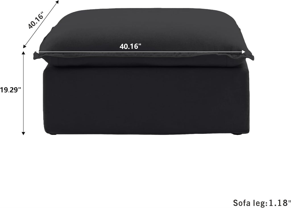 Black Storage Ottoman With Removable Cushion Covers