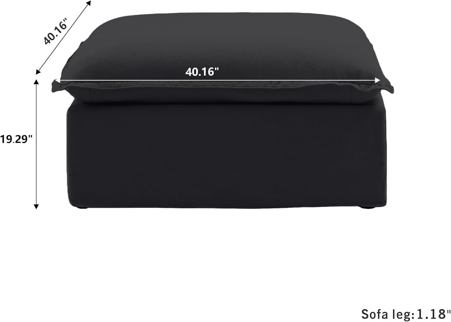 Black Storage Ottoman With Removable Cushion Covers