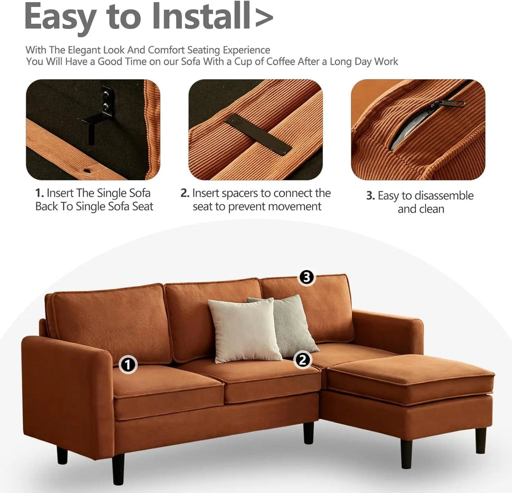 Gareth 3 Seater Corner Modular Sofa Couch