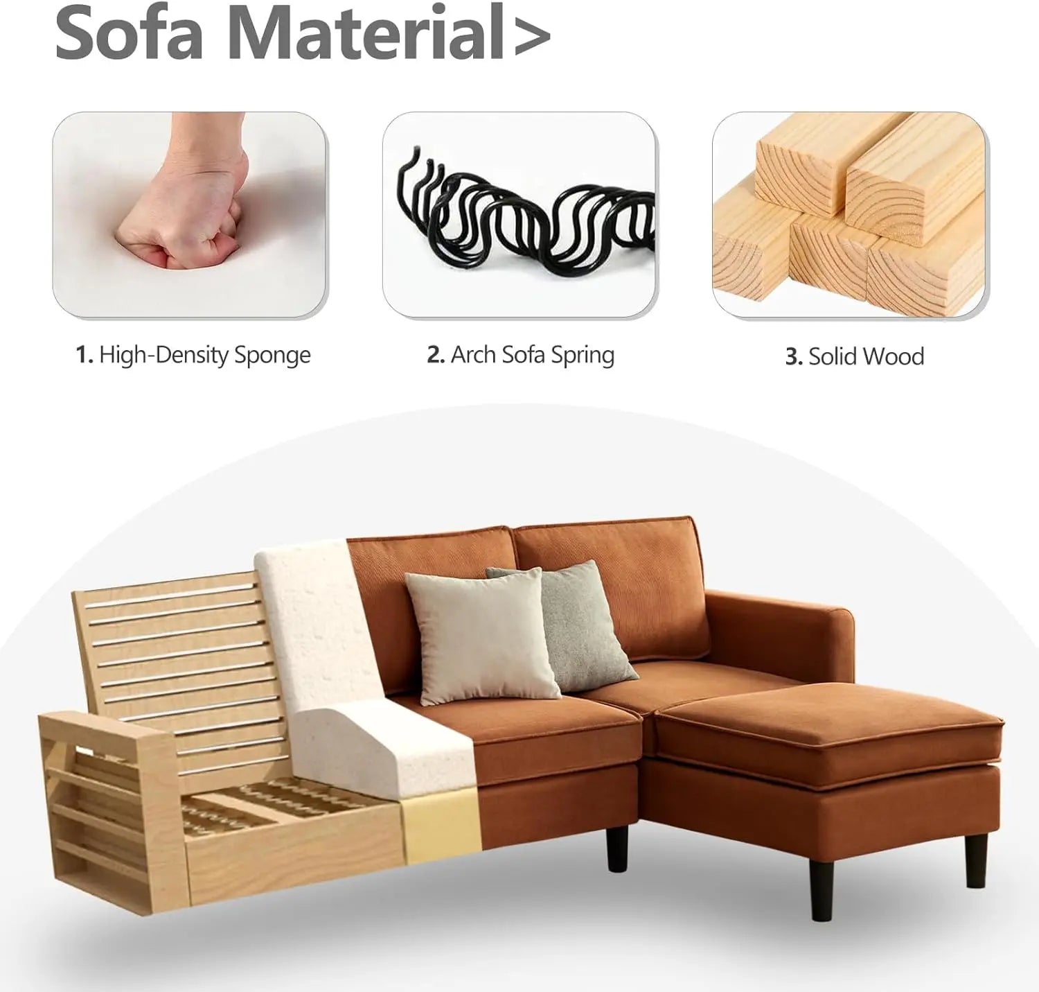 Gareth 3 Seater Corner Modular Sofa Couch