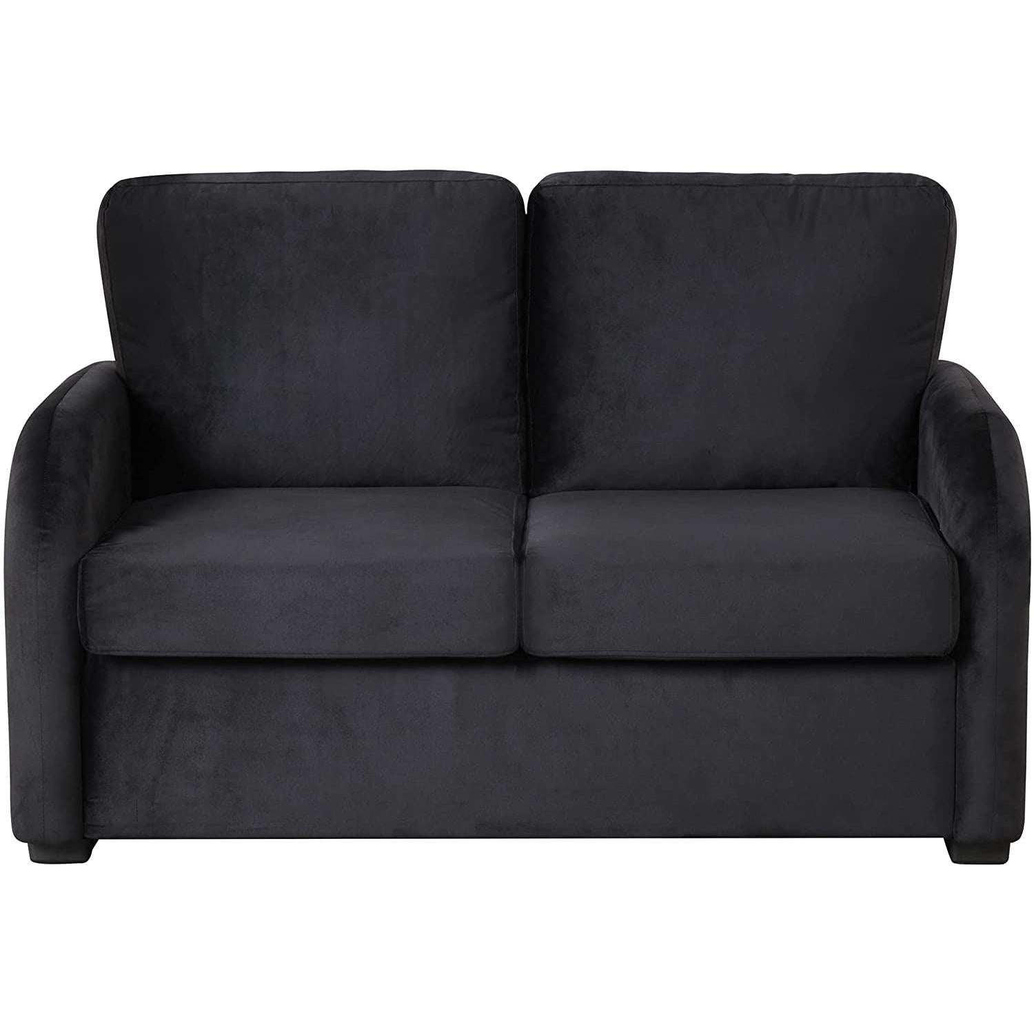 Black Velvet Loveseat Sleeper With USB Built In Plug