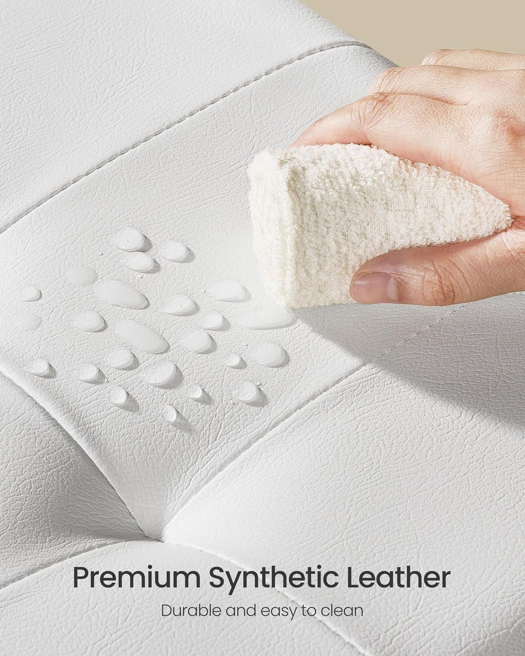 Cloud White Leatherette Storage Ottoman Bench 15x43