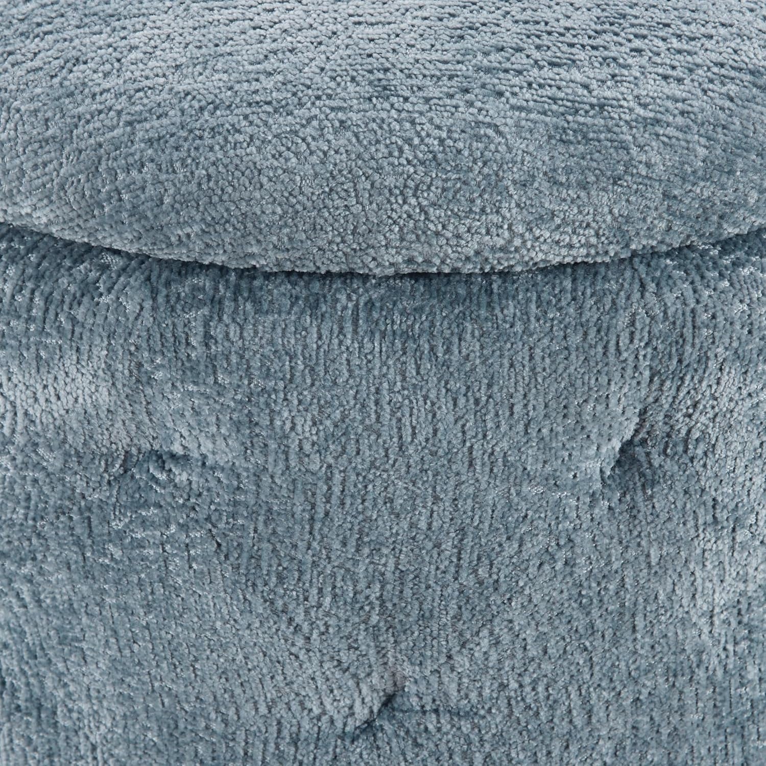 18.75 Inches Circumferential Sky Blue Storage Ottoman