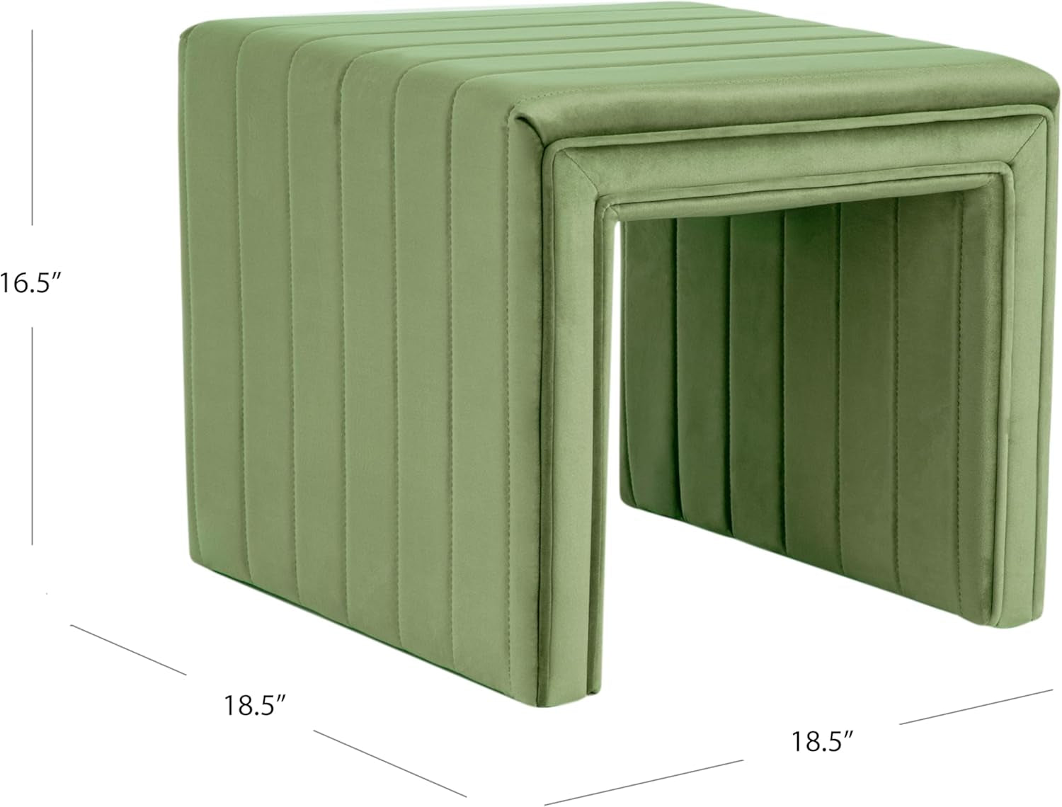 Elegant Green Velvet Tufted Channel Ottoman Footstool