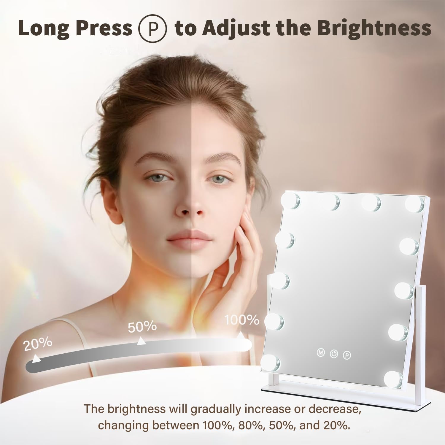 13 By 11 Lighted Makeup Vanity Mirror 12 Dimmable Bulbs