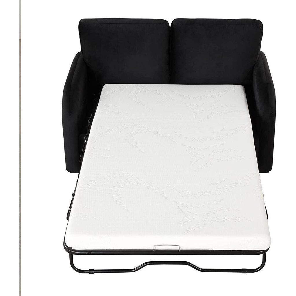 Black Velvet Loveseat Sleeper With USB Built In Plug