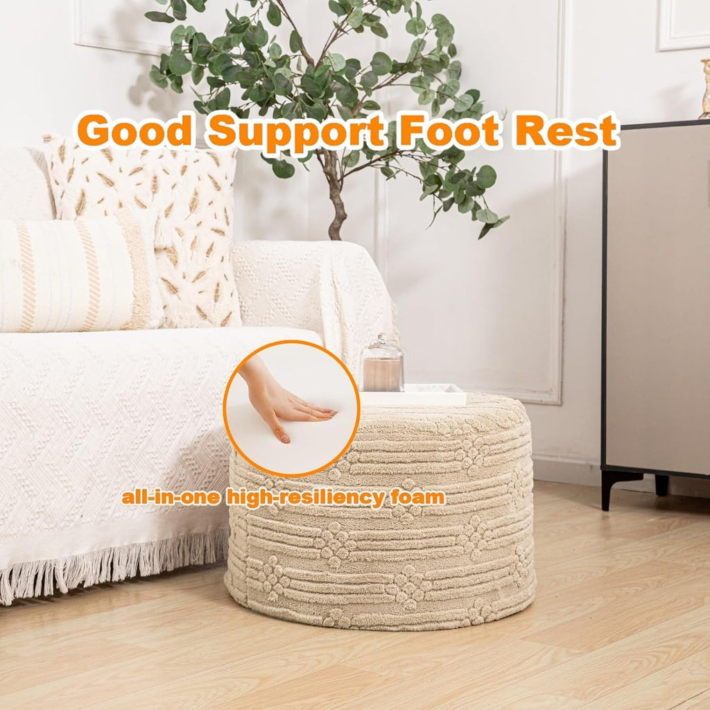 Ultra Plush Floor Pouf Ottoman Foot Rest Light Coffee