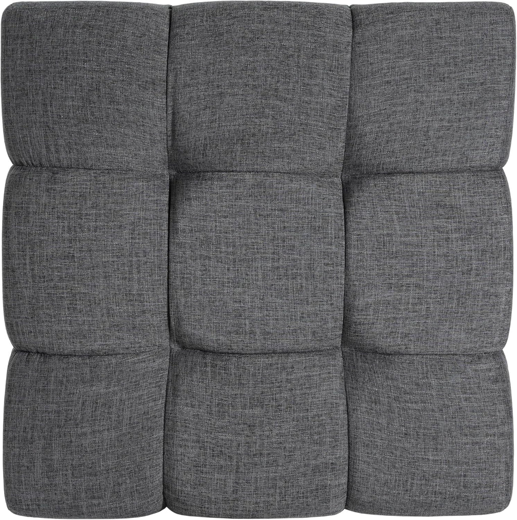 Modern Gray Fabric Ottoman With Walnut Finish WoodFrame