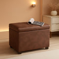 Leather Storage Ottoman Bench 24 Inches Rectangular