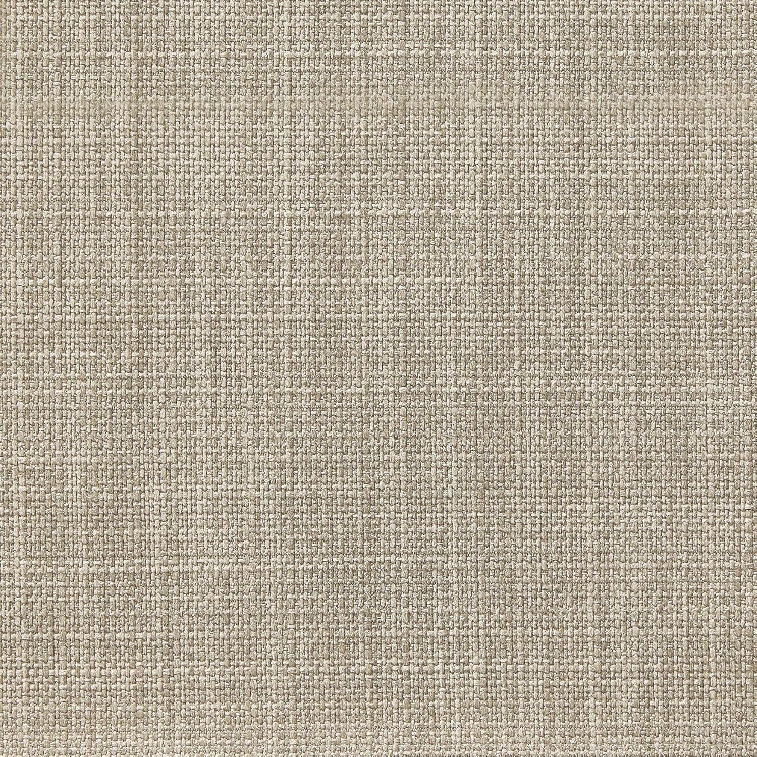 Beige Linen Round Storage Ottoman Featuring Tufting