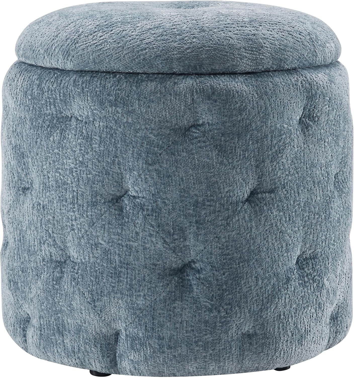 18.75 Inches Circumferential Sky Blue Storage Ottoman