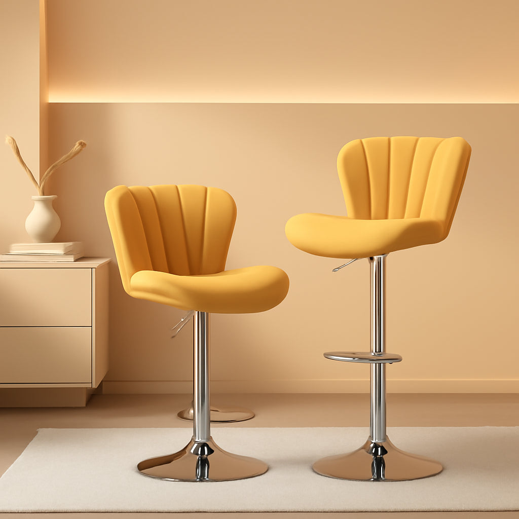 Yellow Adjustable Swivel Bar Stools Set Of 2 For Kitchen