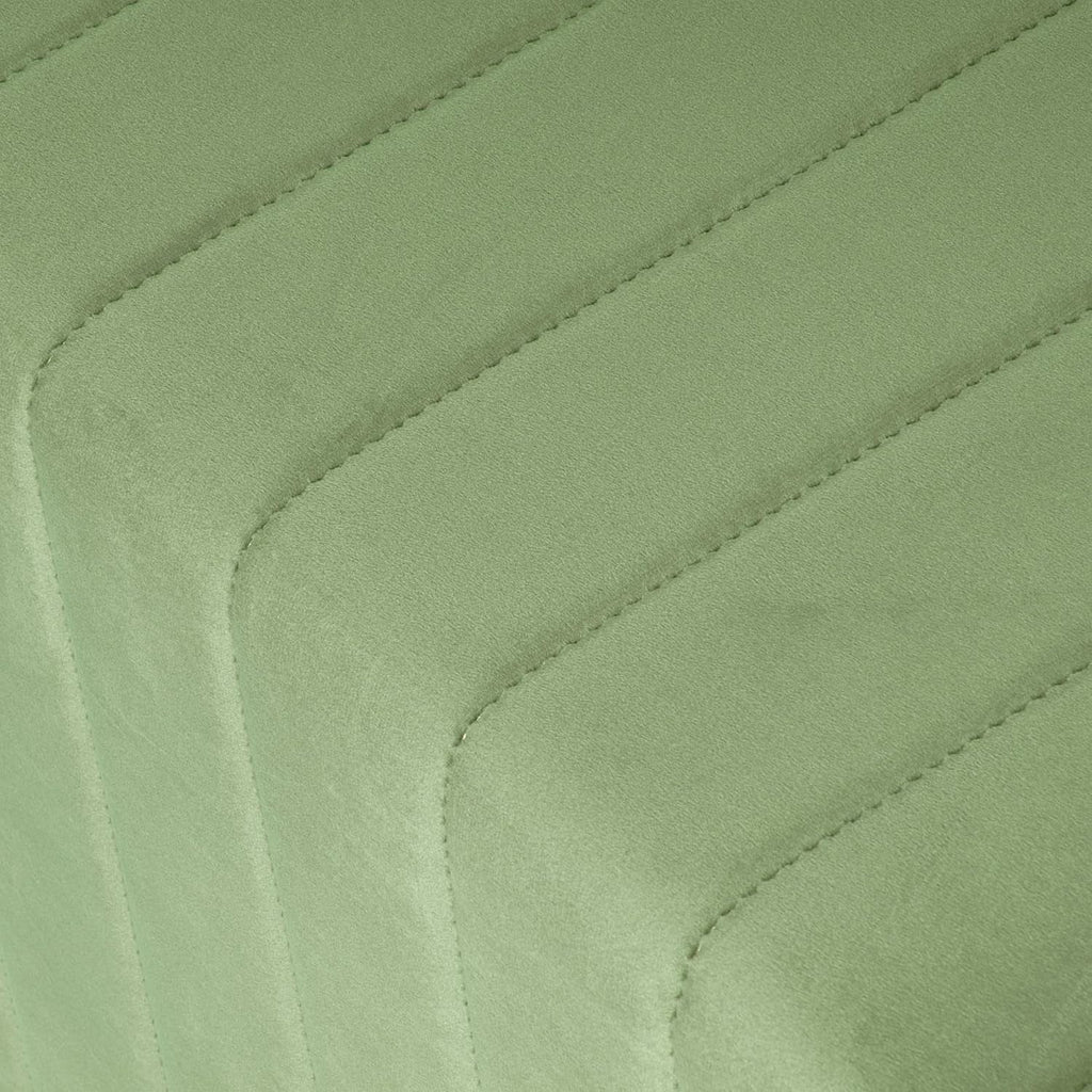 Elegant Green Velvet Tufted Channel Ottoman Footstool