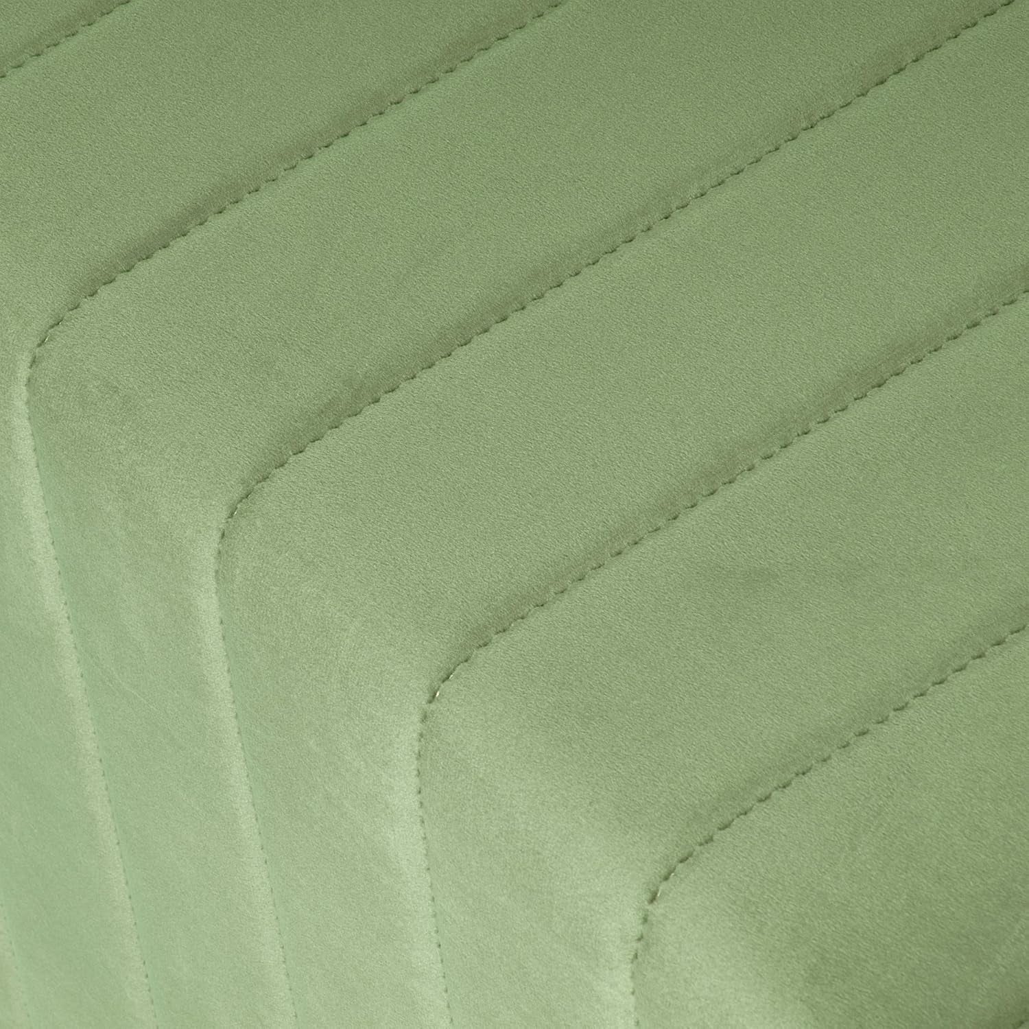 Elegant Green Velvet Tufted Channel Ottoman Footstool
