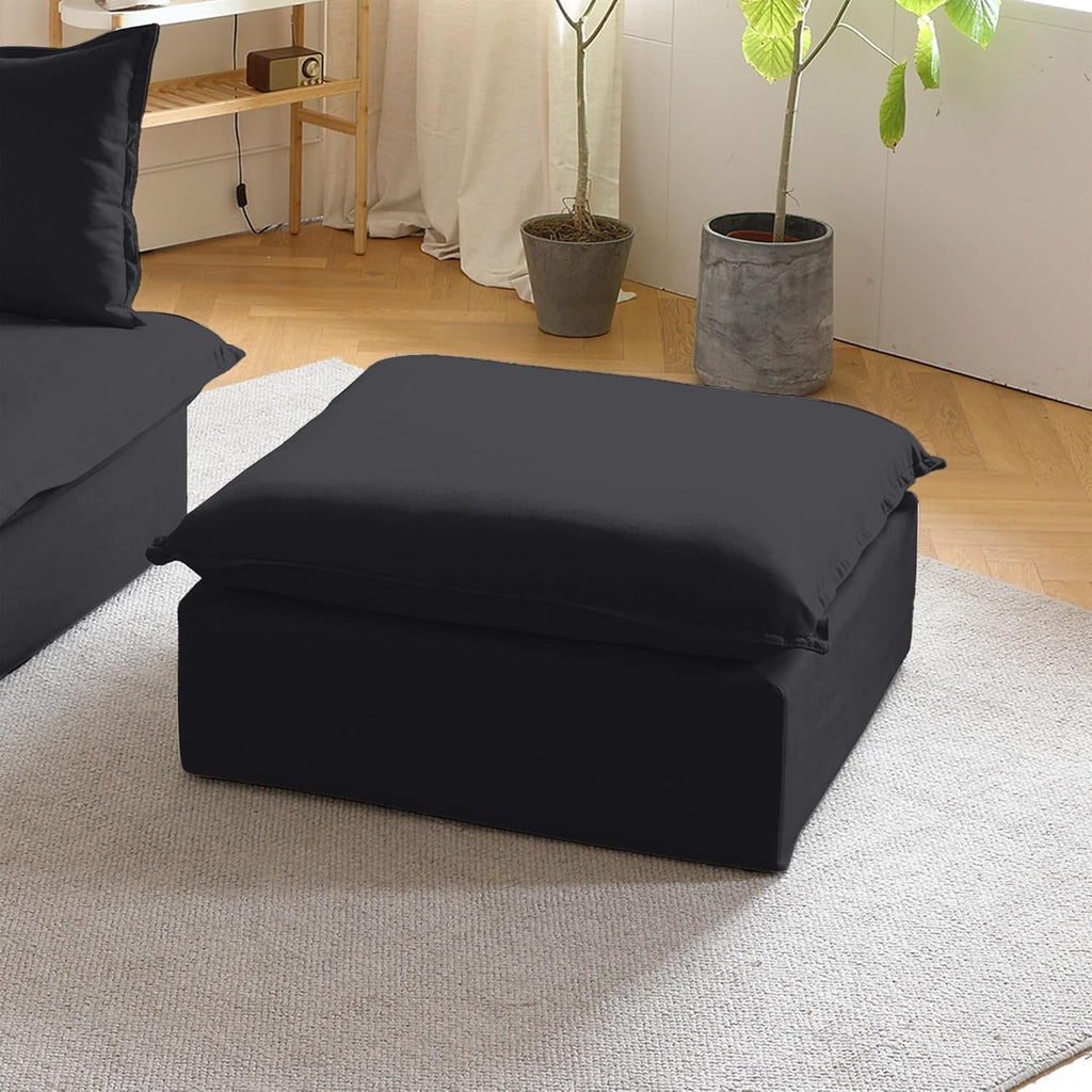 Black Storage Ottoman With Removable Cushion Covers